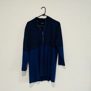 Carlisle Blue and Black Striped Long Zip Hoodie Size XL